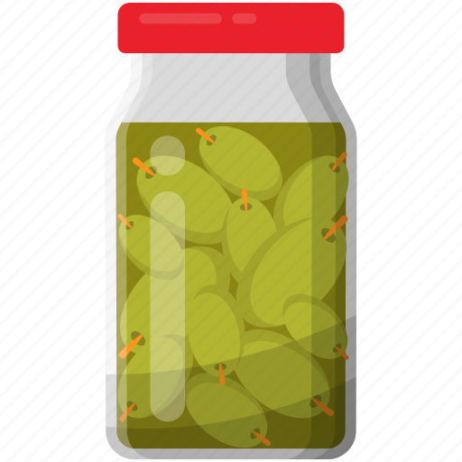 Bottle of olive, green olives jar, pickled olive, preserved food, preserved olive icon - Download on Iconfinder