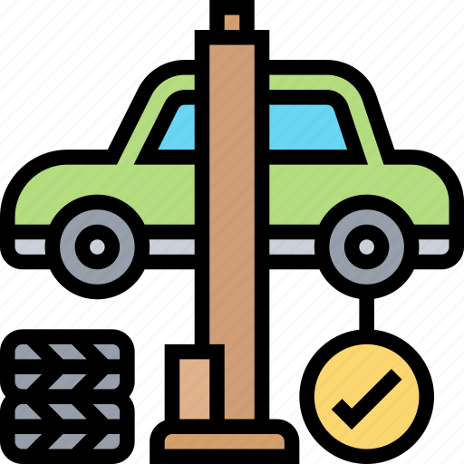 Wheel, car, check, lift, garage icon - Download on Iconfinder