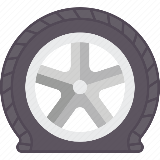 Tire, flat, puncture, damaged, automobile icon - Download on Iconfinder