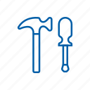 hammer, screwdriver, settings, tools, watchkit icon