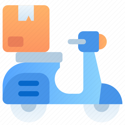 Motorcycle delivery, scooter, motorbike, food, transportation, shipping, delivery icon - Download on Iconfinder
