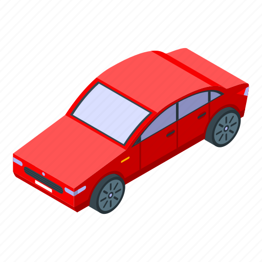 Car, cartoon, fashion, isometric, red, sedan, silhouette icon - Download on Iconfinder