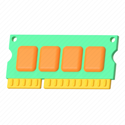 Ram, memory, chip, microchip, random access memory, computer hardware, computer 3D illustration - Download on Iconfinder