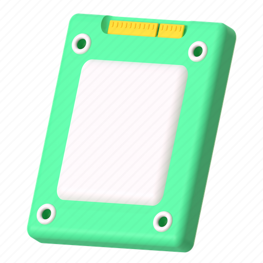 Ssd, chip, card, memory, storage, computer hardware, computer 3D illustration - Download on Iconfinder