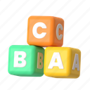 abc, alphabet, cubes, toy, blocks, education, school, study, 3d object 