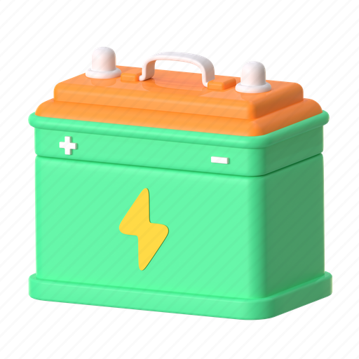 Battery box, battery, accu, charge, car battery, electricity, power 3D illustration - Download on Iconfinder
