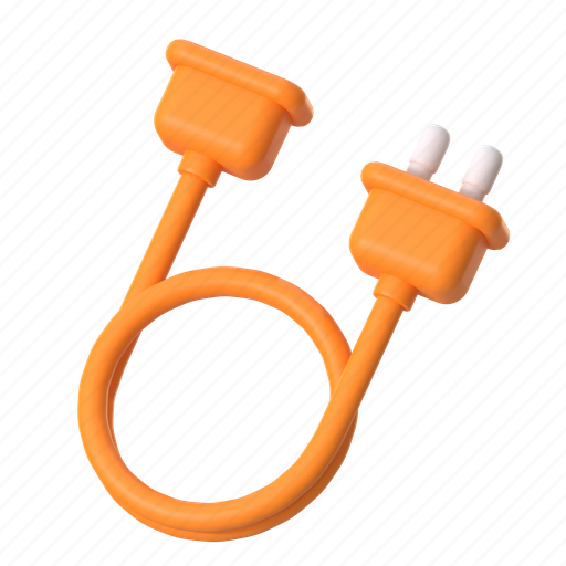 Cable extension, plug, socket, cable, connector, electricity, power 3D illustration - Download on Iconfinder