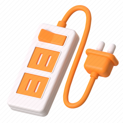 Power strip, plug, socket, cable, connector, electricity, power 3D illustration - Download on Iconfinder