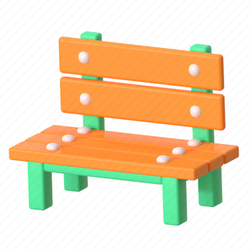 Bench, seat, chair, park, wood, furniture, interior 3D illustration - Download on Iconfinder