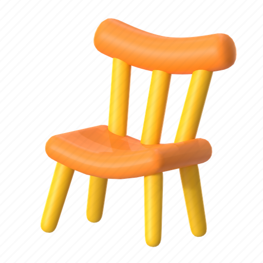 Chair, seat, sit, wood, wooden chair, furniture, interior 3D illustration - Download on Iconfinder