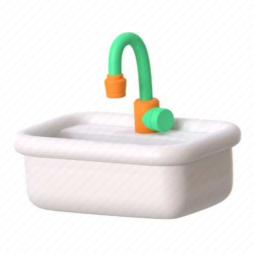 Sink, bathroom, washbasin, faucet, wash, furniture, interior 3D illustration - Download on Iconfinder