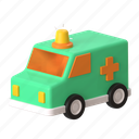 ambulance, emergency, car, vehicle, transport, medical, medical center, hospital, 3d object 