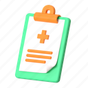 medical checkup, patient data, medical report, medical record, clipboard, medical, medical center, hospital, 3d object 