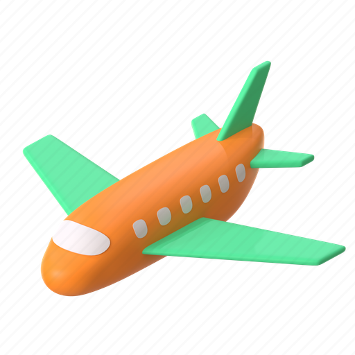 Plane, flight, airplane, airport, transportation, travel, traveling 3D illustration - Download on Iconfinder