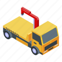 assistance, business, car, cartoon, isometric, tow, truck