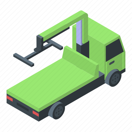 Business, car, cartoon, green, isometric, tow, truck icon - Download on Iconfinder