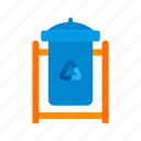 dustbin, recycle, recycle bin, town, trash, waste, waste bin