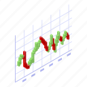 business, cartoon, graph, green, isometric, red, trader