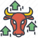 bull, business, filled, outline, trend