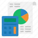calculator, pie, chart, statistics, document