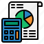 calculator, pie, chart, statistics, document 