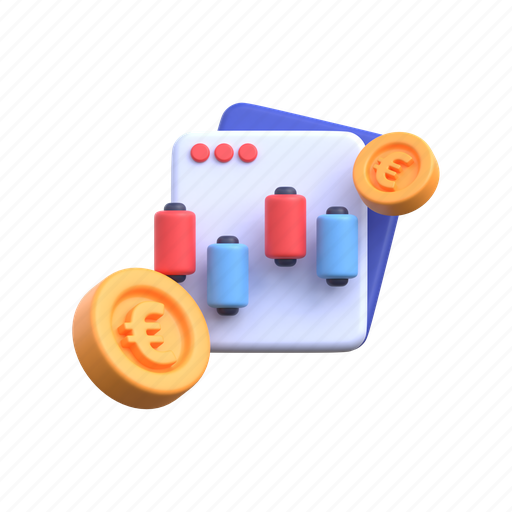 Trading, euro chart, euro trading, finance, money, currency, graph 3D illustration - Download on Iconfinder