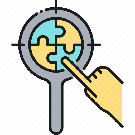 Objective, aim, focus, goal, magnifying glass, puzzle, target icon - Download on Iconfinder