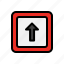arrow, location, navigation, road, sign 
