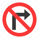 guide, no right turn, prohibitory, road sign, traffic, traffic sign, warning 