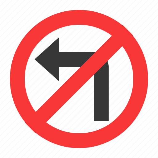 Guide, no left turn, prohibitory, road sign, traffic, traffic sign, warning icon - Download on Iconfinder