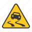 direction, prohibitory, road sign, traffic, traffic sign, warning, slippery 