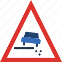 road, sign, slippery, traffic, transport