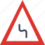 bend, left, reverse, sign, traffic, transport 