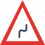 bend, reverse, right, sign, traffic, transport 