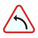 arrow, curve, hazard, highway, left, safety, sign