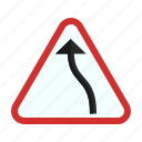 bend, danger, left, road, sign, traffic, transportation