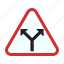 ahead, intersection, road, sign, traffic, warning, y 
