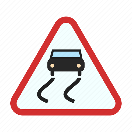 Road, sign, slippery, snow, traffic, warning, wet icon - Download on Iconfinder