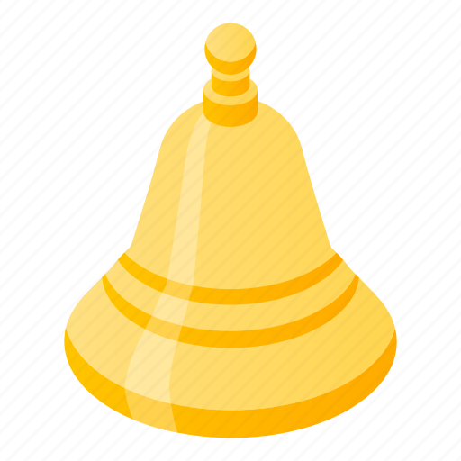 Bell, cartoon, christmas, gold, isometric, music, notification icon - Download on Iconfinder