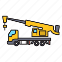 vehicle, machinery, construction, crane, auto