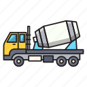 mixer, vehicle, construction, truck, machinery