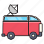 pressvan, transport, satellite, auto, vehicle 