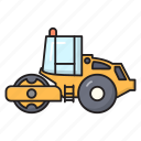 roadroller, vehicle, construction, auto, machinery