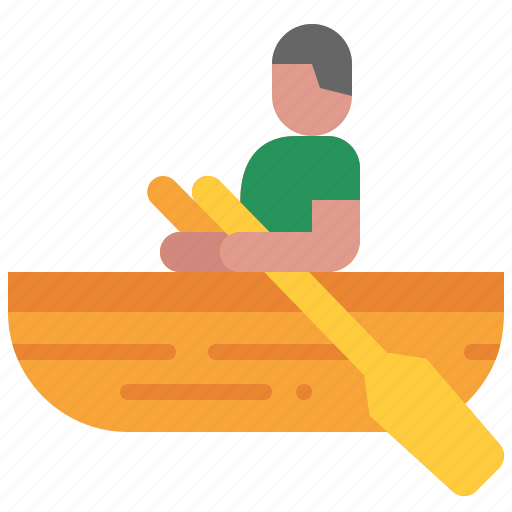 Rowboat, transportation, recreation, boat, man, water, lake icon - Download on Iconfinder