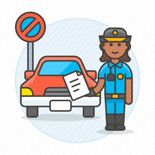 Car, female, infraction, no, officer, parking, police icon - Download on Iconfinder