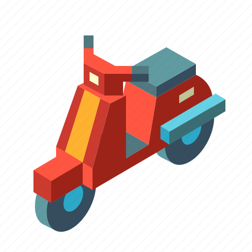 Delivery, isometric, motorcycle, scooter, transport, transportation, vehicle icon - Download on Iconfinder