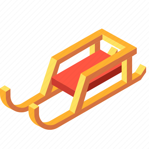 Isometric, sled, sledge, sleigh, snow, transport, trasportation icon - Download on Iconfinder