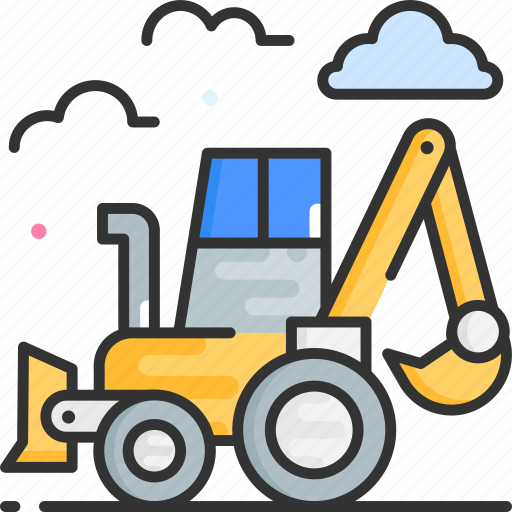 Construction, backhoe, excavator, vehicle, digger icon - Download on Iconfinder