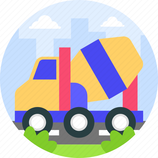 Mixer, construction, cement mixer, truck, concrete icon - Download on Iconfinder