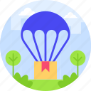 airdrop, delivery, parachute, package
